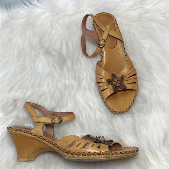 Pikolino Tan Leather Slingback Sandals Size 38/7.5 - Picture 1 of 7